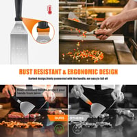 MUJUZE 13 részes rozsdamentes acél grillkészlet táskával - BBQ spatula szett teppanyaki és kempingezéshez, férfiaknak ideális ajándék 2