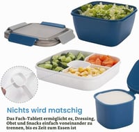 MUJUZE Bento Box pre dospelých 2000 ml, 2-poschodový obedár s príborom, zelený, nepriepustný, bez BPA, do práce a na piknik 2