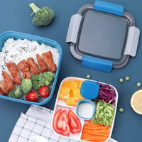 MUJUZE Bento Box pre dospelých 2000 ml, 2-poschodový obedár s príborom, zelený, nepriepustný, bez BPA, do práce a na piknik 6