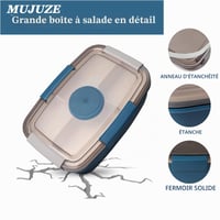 MUJUZE Ebédhordó 2000 ml, 2 szintes rekeszes uzsonnásdoboz evőeszközzel, BPA-mentes, kék — használt, fedél egyik (állapot: lásd a 2. képet) 8