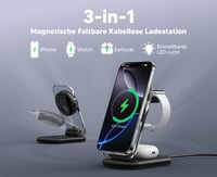 Stație de încărcare inductivă 3 în 1 Mukiya, compatibilă MagSafe pentru iPhone, Apple Watch și AirPods, încărcător wireless 4