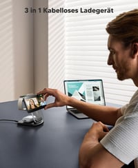 Stație de încărcare inductivă 3 în 1 Mukiya, compatibilă MagSafe pentru iPhone, Apple Watch și AirPods, încărcător wireless 6