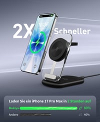Stație de încărcare inductivă 3 în 1 Mukiya, compatibilă MagSafe pentru iPhone, Apple Watch și AirPods, încărcător wireless 2