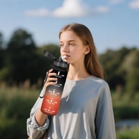 Mulbijeo 1L BPA-mentes sportpalack szívószállal, szénezett italokhoz, fekete-piros 6