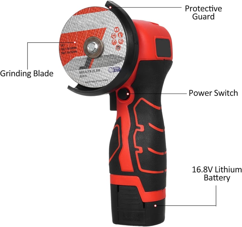 Mulcort Akkus Sarokcsiszoló 7000RPM 16.8V 2 Akkumulátorral