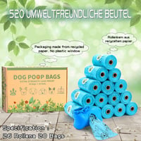 Pungi pentru excremente câini MULEVIP, 26 role (520 bucăți) cu dispenser, impermeabile, rezistente la rupere, dimensiune extra mare, albastru 6