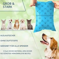 Pungi pentru excremente câini MULEVIP, 26 role (520 bucăți) cu dispenser, impermeabile, rezistente la rupere, dimensiune extra mare, albastru 3