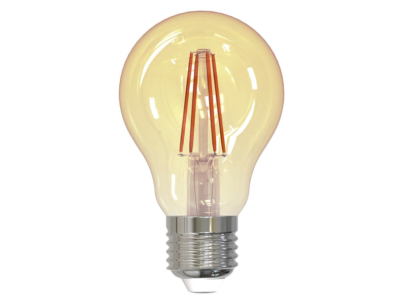 Bec retro LED A60 cu filament Müller-Licht E27, auriu, 4,5W (echivalent 35W), 2000K, lumină albă foarte caldă, nereglementabil