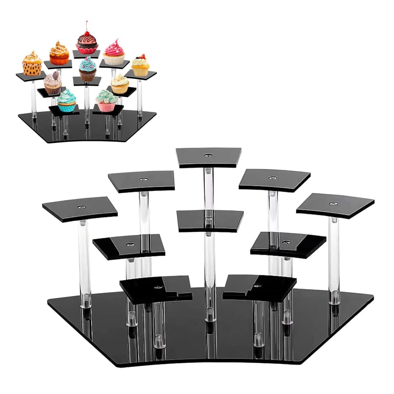 Mumisuto akrilni stalak za izlaganje za Funko Pop figure, stolni organizator za lakove za nokte, začine, kozmetiku, nakit - crni