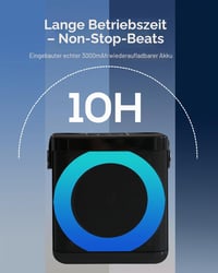 MUMUWIND Bluetooth karaoke gép 2 mikrofonnal LED fényekkel, karaoke box gyerekeknek és felnőtteknek, partira, bulikhoz 4
