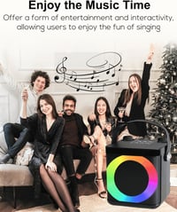 MUMUWIND hordozható karaoke gép Bluetooth karaoke szettel 2 mikrofonnal gyerekeknek és felnőtteknek hangváltó effektekkel LED világítással 5