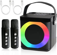 MUMUWIND hordozható karaoke gép Bluetooth karaoke szettel 2 mikrofonnal gyerekeknek és felnőtteknek hangváltó effektekkel LED világítással 8
