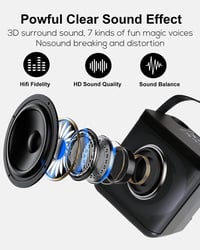 MUMUWIND hordozható karaoke gép Bluetooth karaoke szettel 2 mikrofonnal gyerekeknek és felnőtteknek hangváltó effektekkel LED világítással 2