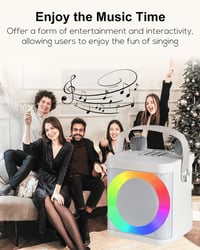 MUMUWIND Hordozható Karaoke Rendszer 2 Mikrofonnal, Bluetooth Karaoke Szett LED Fényekkel 6