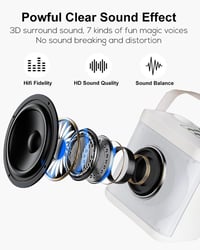 MUMUWIND Hordozható Karaoke Rendszer 2 Mikrofonnal, Bluetooth Karaoke Szett LED Fényekkel 2