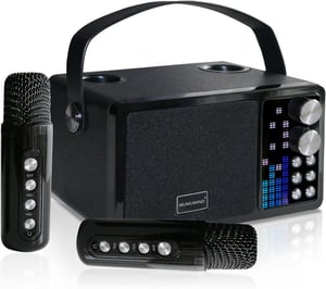 MUMUWIND MMF-603B karaoke zvučnik s 2 mikrofona i 7 zvučnih efekata - crni