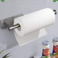 MUNGHOK Držiak na kuchynské utierky bez vŕtania, 3 ks, strieborný nerezový držiak na kotúče s brzdou, montáž na stenu, 34x8 cm, do kuchyne a na toaletu 7