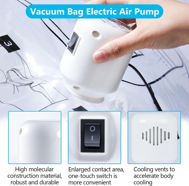 Munloo 55W Elektromos Vákuumpumpa Tárolózsákokhoz, 4.2 kPa Szívóerő, 220V Otthoni Használatra
