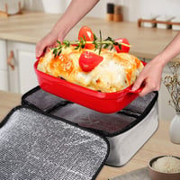 musbus Szigetelt hűtőtáska ételszállításhoz, lasagne és tepsis étel hordtáska, forró-hideg ételekhez, 9 x 16 inch 4