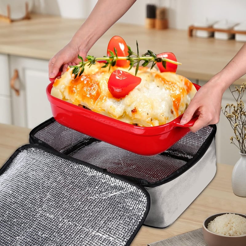 musbus Szigetelt hűtőtáska ételszállításhoz, lasagne és tepsis étel hordtáska, forró-hideg ételekhez, 9 x 16 inch