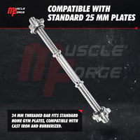 MuscleForge Egykezes Súlyzórúd 45 cm - Csavaros Rögzítővel, 25 mm Kompatibilis, Recézett Acél Fogantyú, 250 kg Teherbírás, Otthoni Edzéshez 7