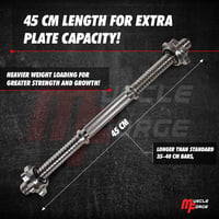 MuscleForge Egykezes Súlyzórúd 45 cm - Csavaros Rögzítővel, 25 mm Kompatibilis, Recézett Acél Fogantyú, 250 kg Teherbírás, Otthoni Edzéshez 3