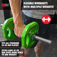 MuscleForge Egykezes Súlyzórúd 45 cm - Csavaros Rögzítővel, 25 mm Kompatibilis, Recézett Acél Fogantyú, 250 kg Teherbírás, Otthoni Edzéshez 2