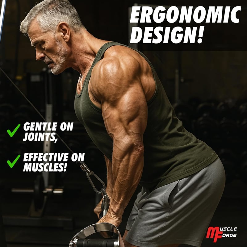 MuscleForge Forgó Fogantyú Kábeles Géphez - 70 cm Hammer Grip Acél Lat Húzórúd Edzőtermi Felszerelés Felsőtest Erősítéshez