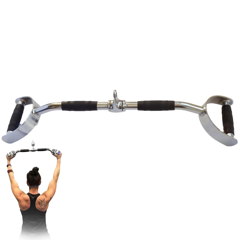 Otočný držiak MuscleForge na káblový stroj – 70 cm oceľová latková tyč s hammer gripom, posilňovacie vybavenie do posilňovne na posilnenie hornej časti tela