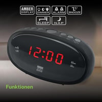 Muse CR100 Analóg Rádiós Óra Fekete FM LED Automatikus állomástárolás 0,6 hüvelyk 6