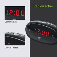 Muse CR100 Analóg Rádiós Óra Fekete FM LED Automatikus állomástárolás 0,6 hüvelyk 4