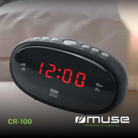 Muse CR100 Analóg Rádiós Óra Fekete FM LED Automatikus állomástárolás 0,6 hüvelyk 2