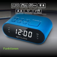 Budík s FM rádiom MUSE M-10 BL s LED displejom – modrý 6