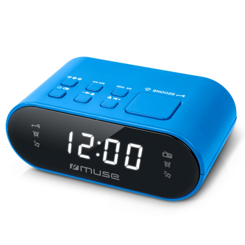 Budík s FM rádiom MUSE M-10 BL s LED displejom – modrý