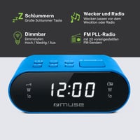 Budík s FM rádiom MUSE M-10 BL s LED displejom – modrý 3