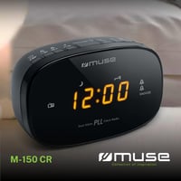 Rádiobudík Muse M-150-CR PLL FM čierny – duálny budík, funkcia odloženého budenia, stmievateľný LED displej, 20 pamäťových miest 2