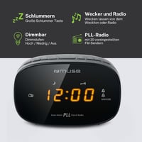Rádiobudík Muse M-150-CR PLL FM čierny – duálny budík, funkcia odloženého budenia, stmievateľný LED displej, 20 pamäťových miest 3