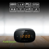 Rádiobudík Muse M-150-CR PLL FM čierny – duálny budík, funkcia odloženého budenia, stmievateľný LED displej, 20 pamäťových miest 6