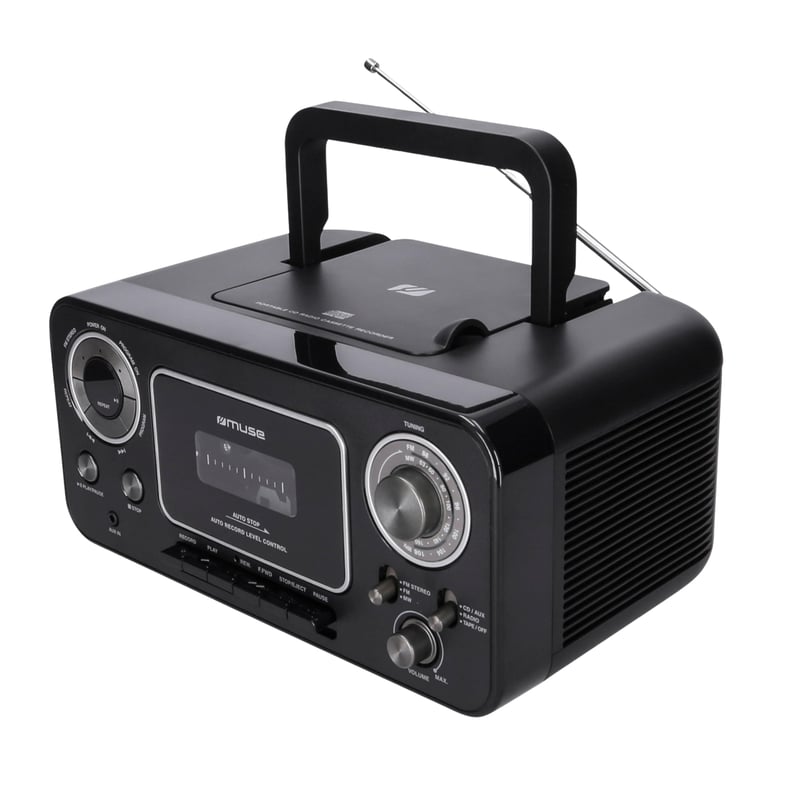 Radio stereo Muse M-182 cu CD player și casetofon, tuner FM/AM, intrare AUX, negru