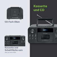 Prenosné rádio MUSE M-182DB s DAB+, Bluetooth, CD prehrávačom, kazetovým prehrávačom, FM, vstupom na slúchadlá, AUX-In, LCD displejom, čierne 4