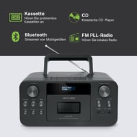Prenosné rádio MUSE M-182DB s DAB+, Bluetooth, CD prehrávačom, kazetovým prehrávačom, FM, vstupom na slúchadlá, AUX-In, LCD displejom, čierne 3