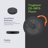 Prenosný CD/MP3 prehrávač MUSE M-920 DMO s Bluetooth vysielačom, ochranou proti otrasom, OLED displejom, USB-C konektorom a 2000 mAh batériou 4