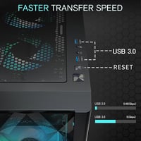 MUSETEX ATX Mid-Tower Gaming PC ház 6 ARGB ventilátorral, üvegpanellel 4