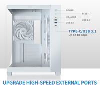 MUSETEX Y6 ATX Gamer Ház 360mm, 6 ARGB Ventilátor, Üveg Oldal, Type-C, Fehér 6