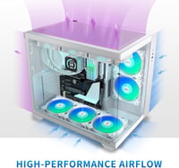 MUSETEX Y6 ATX Gamer Ház 360mm, 6 ARGB Ventilátor, Üveg Oldal, Type-C, Fehér 4