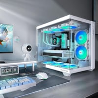 MUSETEX Y6 ATX Gamer Ház 360mm, 6 ARGB Ventilátor, Üveg Oldal, Type-C, Fehér 2