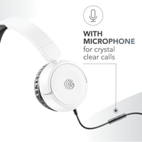 Káblové slúchadlá Music Sound Basic – biele, skladateľný hlavový most, 1,2 m kábel odolný voči zamotaniu, vstavaný mikrofón, 3,5 mm jack konektor 4
