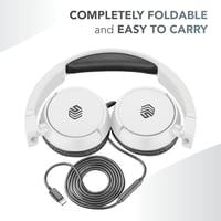 Káblové slúchadlá Music Sound Basic – biele, skladateľný hlavový most, 1,2 m kábel odolný voči zamotaniu, vstavaný mikrofón, 3,5 mm jack konektor 5