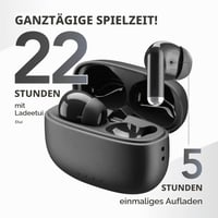 Căști Bluetooth Music Sound Drift negre, cu carcasă compactă, control tactil, asociere automată, 22 de ore de redare, wireless 4