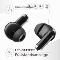 Căști Bluetooth Music Sound Drift negre, cu carcasă compactă, control tactil, asociere automată, 22 de ore de redare, wireless 2